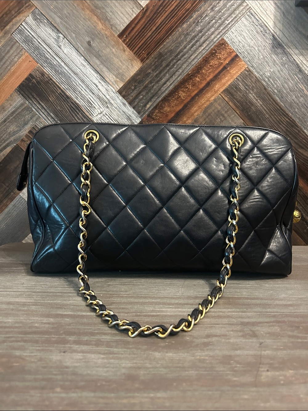Vintage Chanel Quilted Lambskin Leather Shoulder Bag